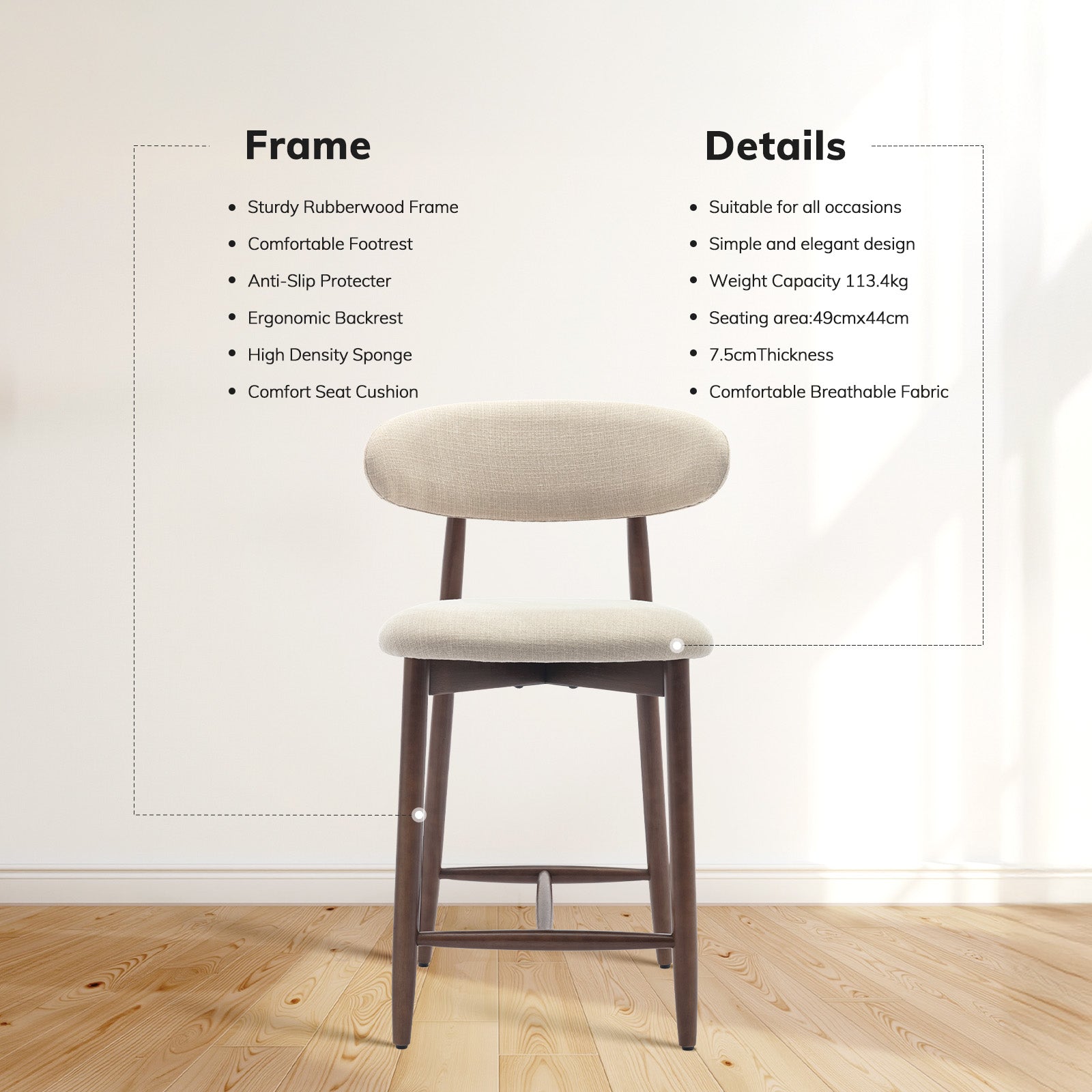 COLAMY ARLA Scandi Minimalist Dining Chair