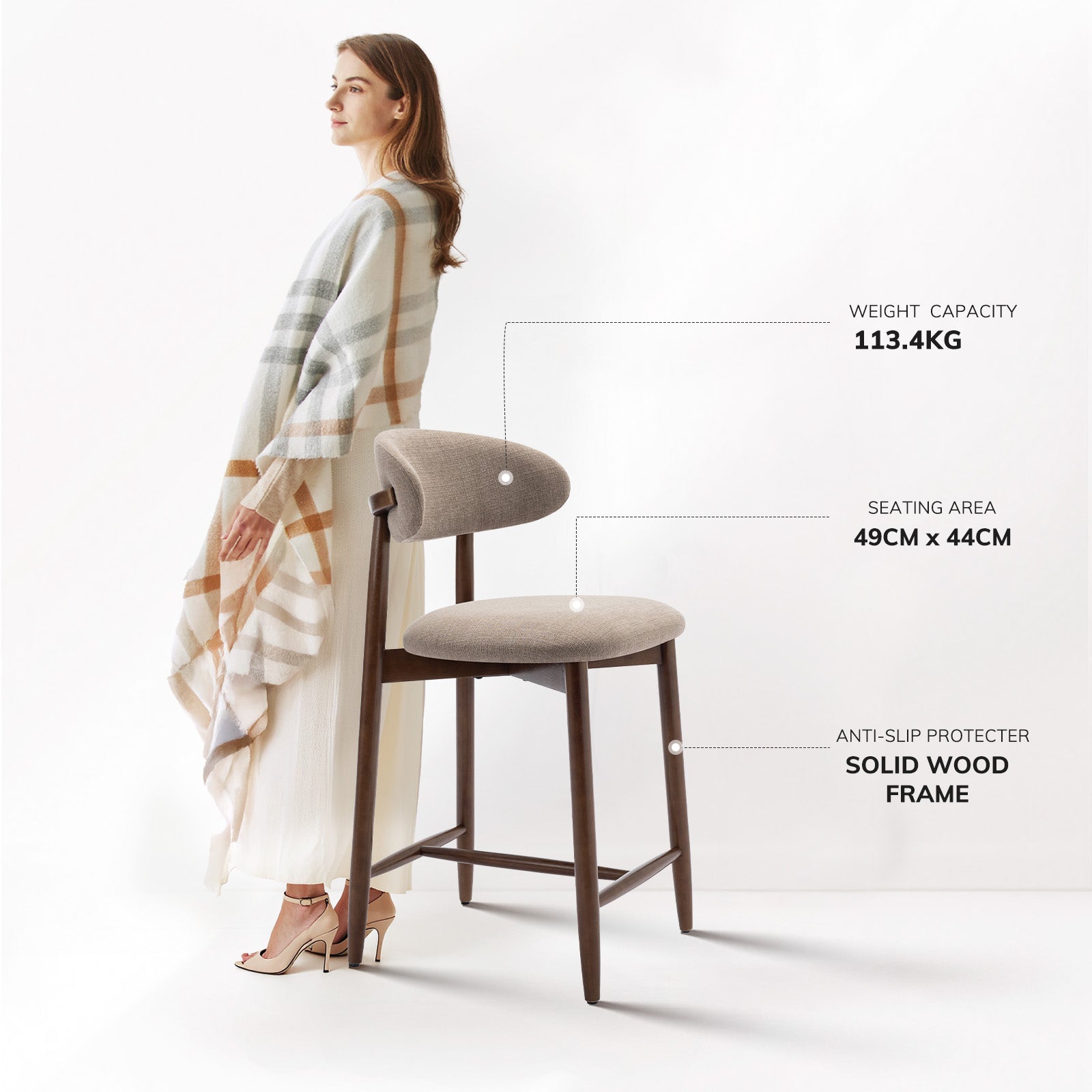 COLAMY ARLA Scandi Minimalist Dining Chair